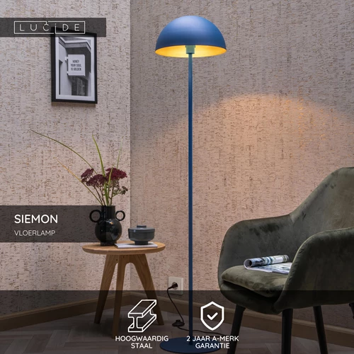 Lucide SIEMON - Vloerlamp - Ø 35 cm - 1xE27 - Blauw - USP